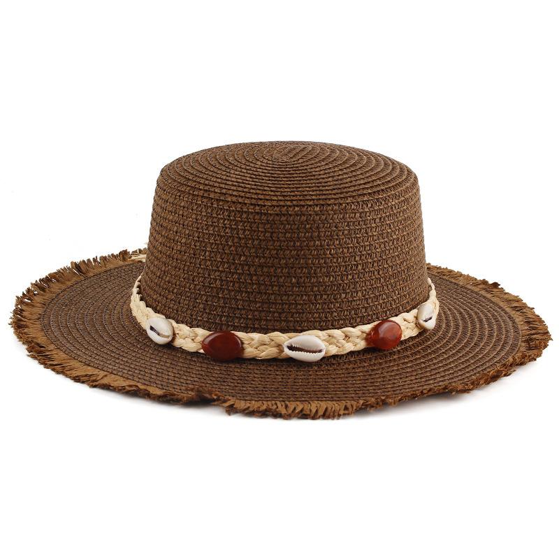 Summer Women's Sunshade and Sunscreen Straw Hat Fashion Casual Flat Top Fringed Top Hat