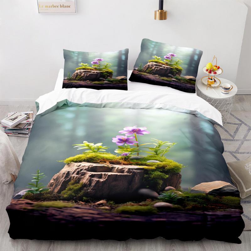 

3D Digital Printing Three-Piece Bedding Four-Piece Set-40 (Plant) GER-90*190