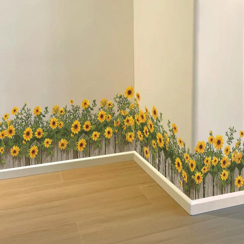 New Sunflower Wall Sticker Bedroom Living Room Home Background Decoration Removable Sticker Self-stick