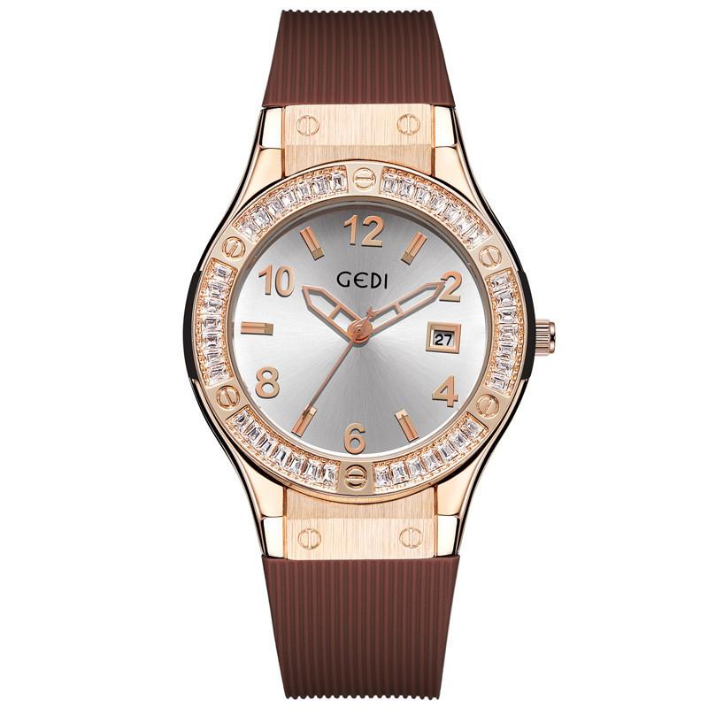 Minimalistische Silikonuhr für Damen mit Kalenderfunktion, wasserdichtes Quarzwerk