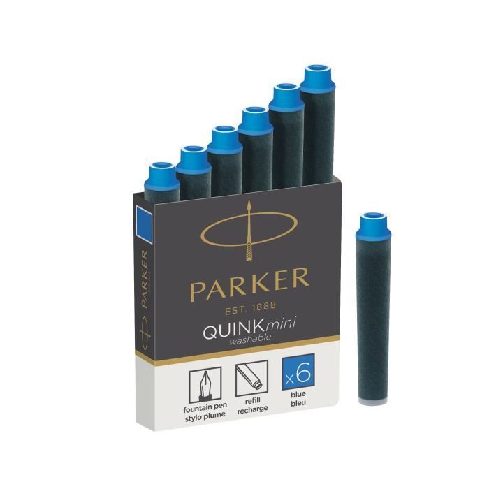Cartouches D'encre - PARKER - Quink - 6 Courtes - Encre Bleue - Format Standard