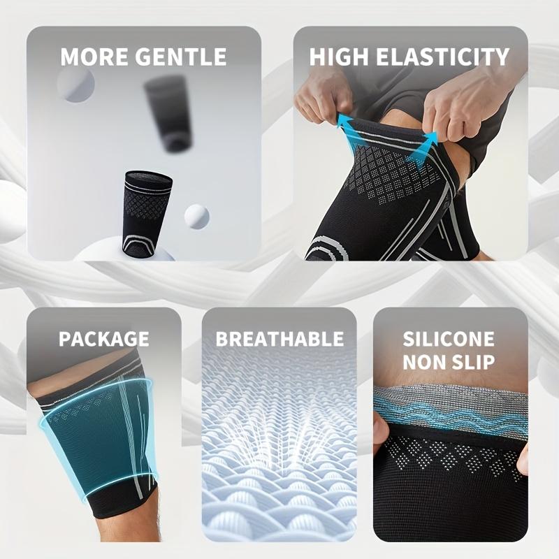 1pc Thigh Compression Sleeve Non-Slip Running Basketball Upper Leg Protection Brace Breathable Football Thigh Support Brace