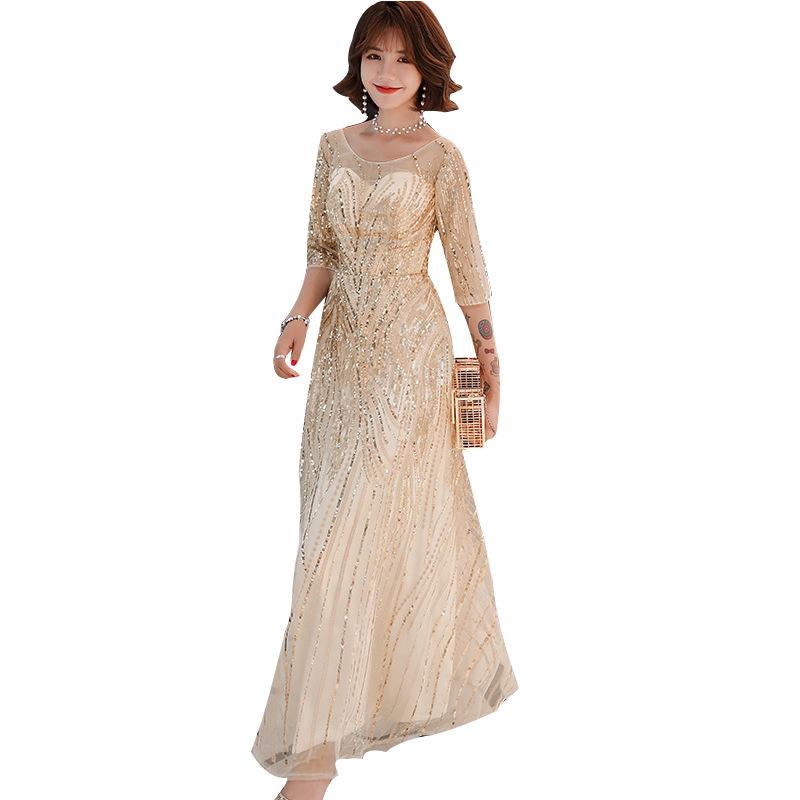 Elegant 2026 Women's Summer-Autumn Evening Gown: Slimming Dress for Banquets and Socialite Gatherings