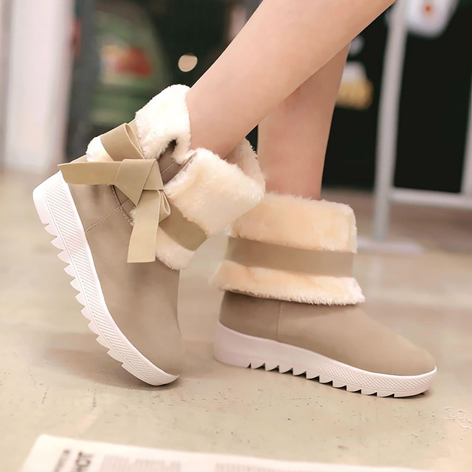 

Women s Boots, Bowknot And Velvet Cotton Shoes Flat Heel Mid-tube Women s Shoes 39 хакі