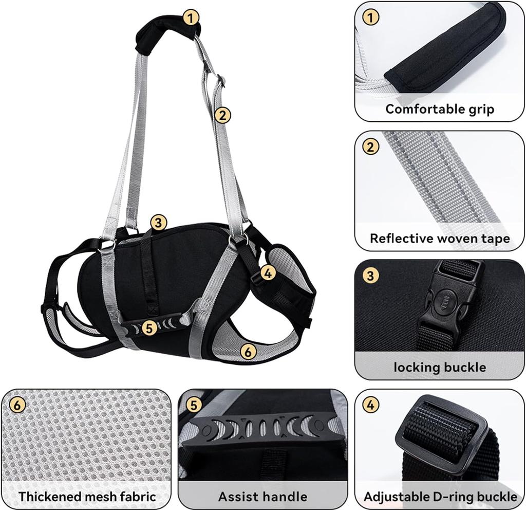 Waterproof Dog Lift Harness for Large Dogs 76-110 lb, Full Body Support Sling with Handle for Senior Injured Dogs, Hip Dysplasia