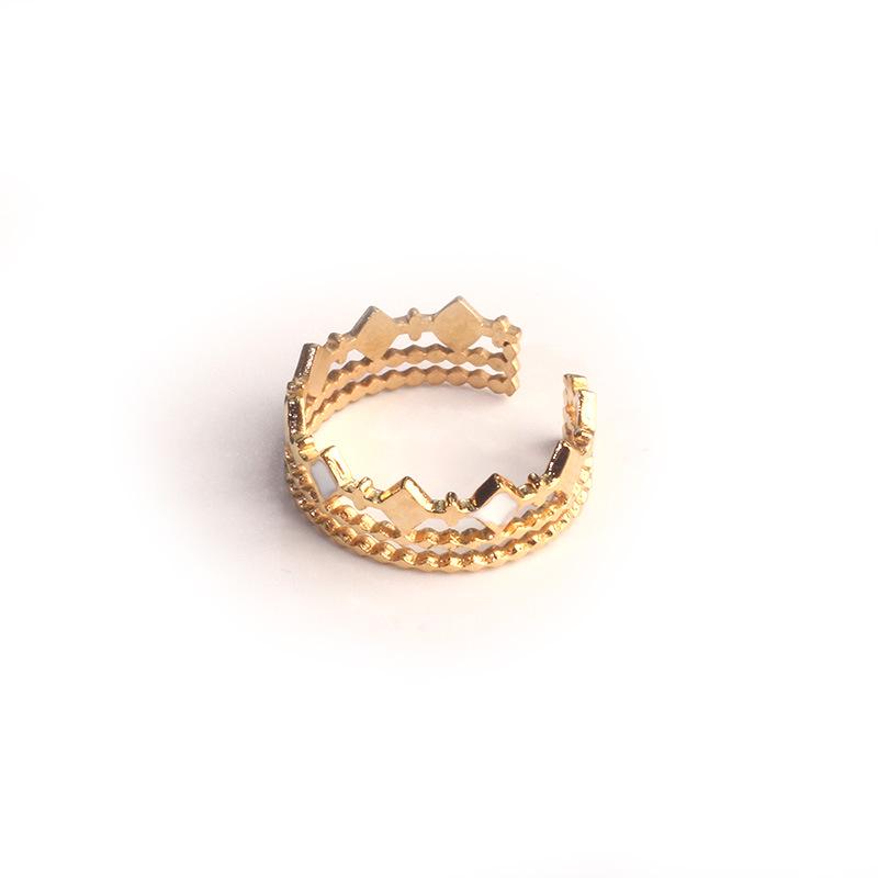 European Retro Hollow Crown 18K Gold Stainless Steel Adjustable Ring