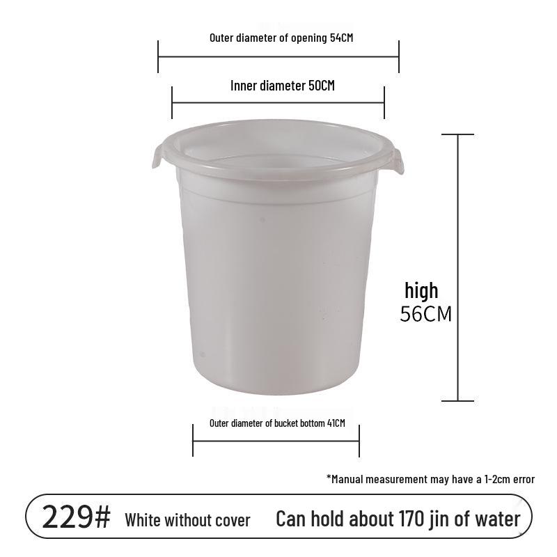 Extra Large Thickened Household Water Storage Bucket with Lid, White, for Fermentation & Enzyme Processing.