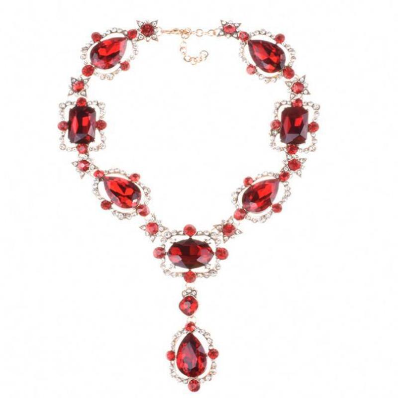 Exaggerated Alloy Glass Crystal Collarbone Chain, Elegant Gemstone Water Drop Necklace Trendy Jewelry For Women