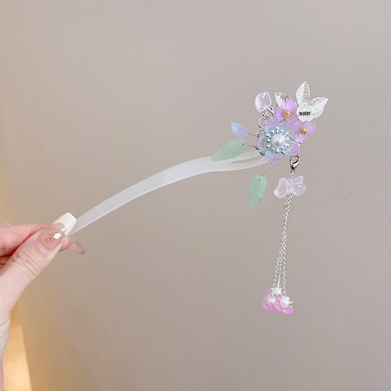 Elegant Retro Tassel Hairpin for Hanfu Updo - Women's Chinese Style Metal Hair Clip