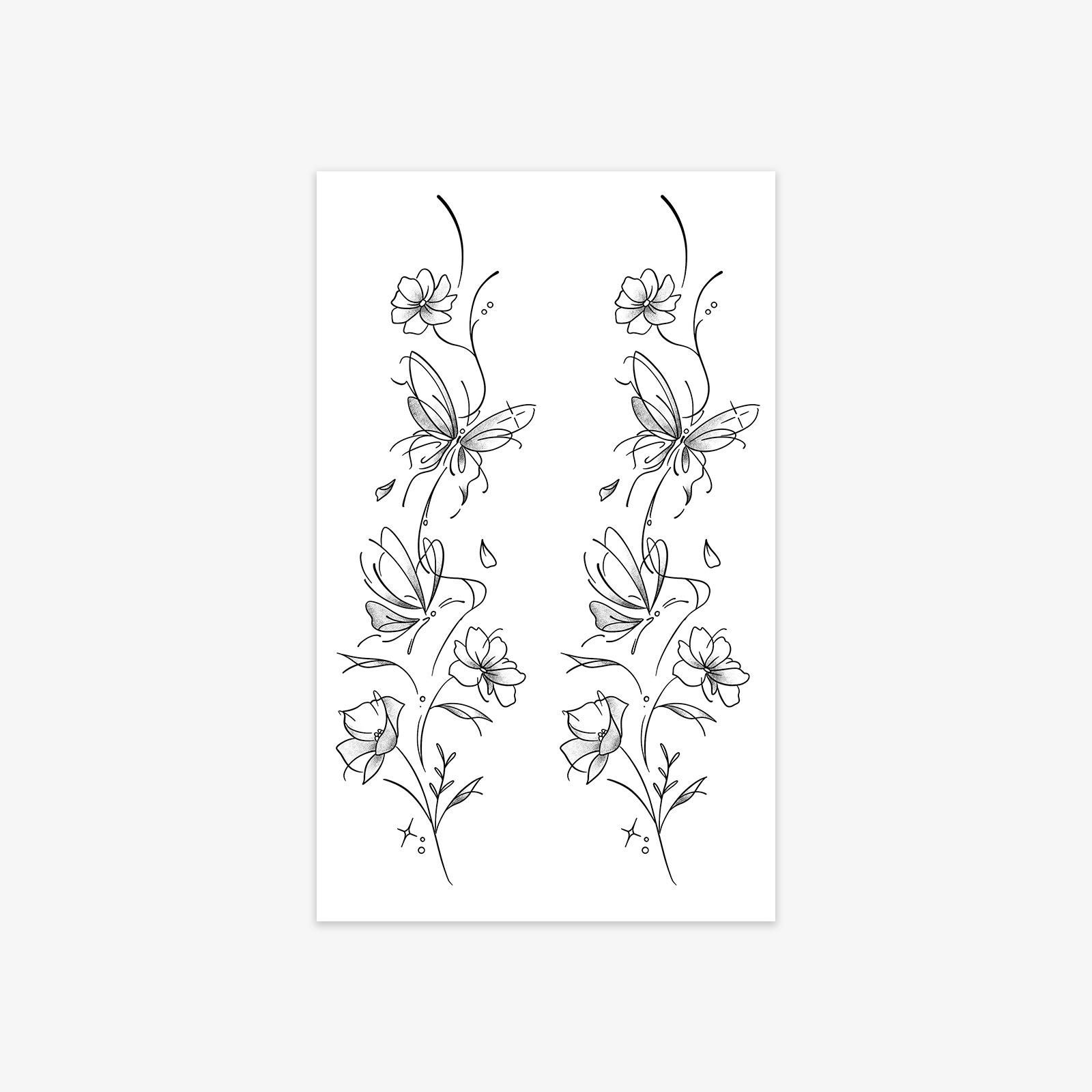 High-Value Small Fresh And Simple Butterfly Plain Flower Wrapping Arm Tattoo Sticker 11*18CM