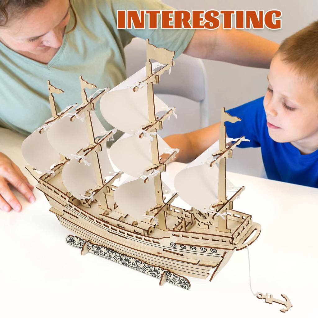 SAFIGLE Sailing Ship Wood Puzzle A DIY 3D Puzzle for Building Model Ships and Sailing Models for Kit Children.