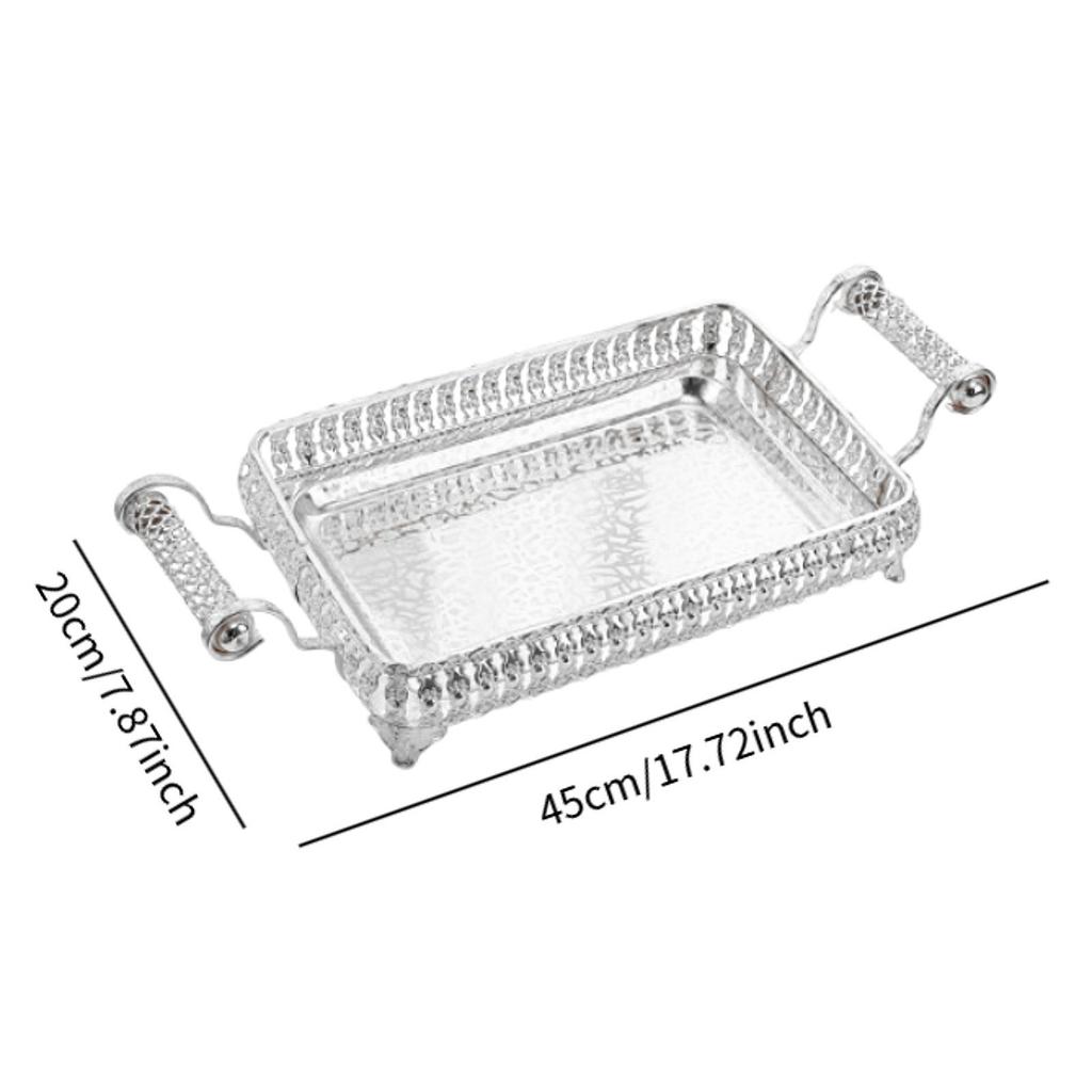 Table Decor Tray with Handles Cosmetic Rectangle Iron 45x20cm Makeup Organizer