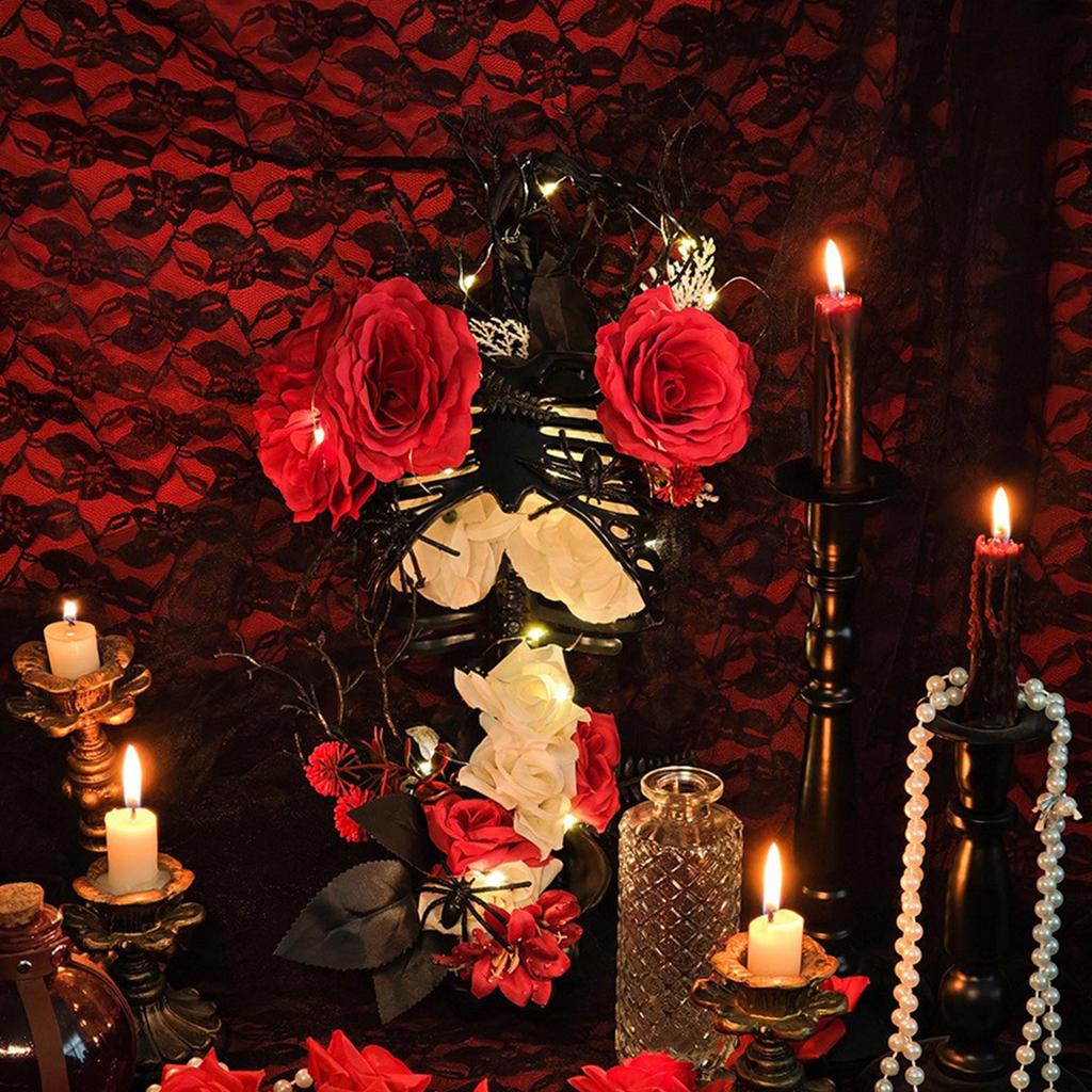 Halloween Decor, Gothic Wall Decor Floral Skeleton Torso For Halloween Decorations Indoor, Gothic Ribcage Art, Easy Indoor Display