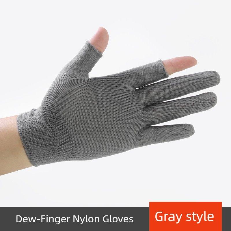 

Thin Type Sunscreen Gloves Exposed Two Fingers Breathable White Nylon Express Take-out Work Tea Picking Labor Protection Work Men and Women Grey nylon [two fingers] 2 pairs All yards