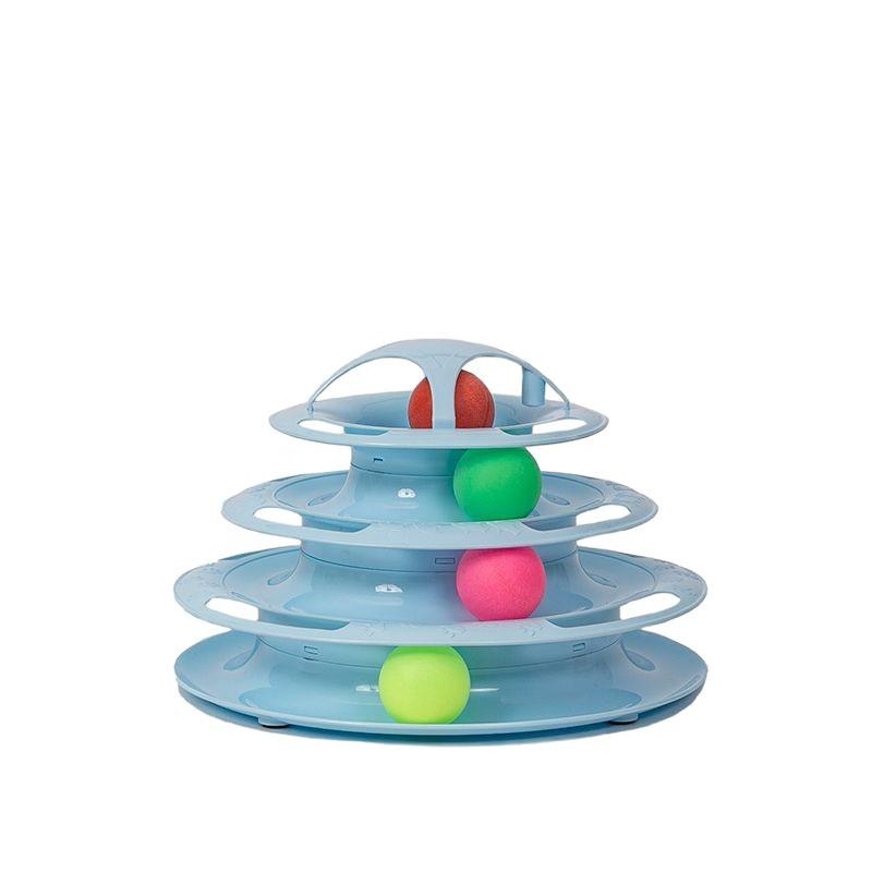 Interaktives Katzenspielzeug Feder Drehbar Haustier Katze Drehteller Bälle Intelligenztraining Katze Unterhaltungsplatte Kätzchen