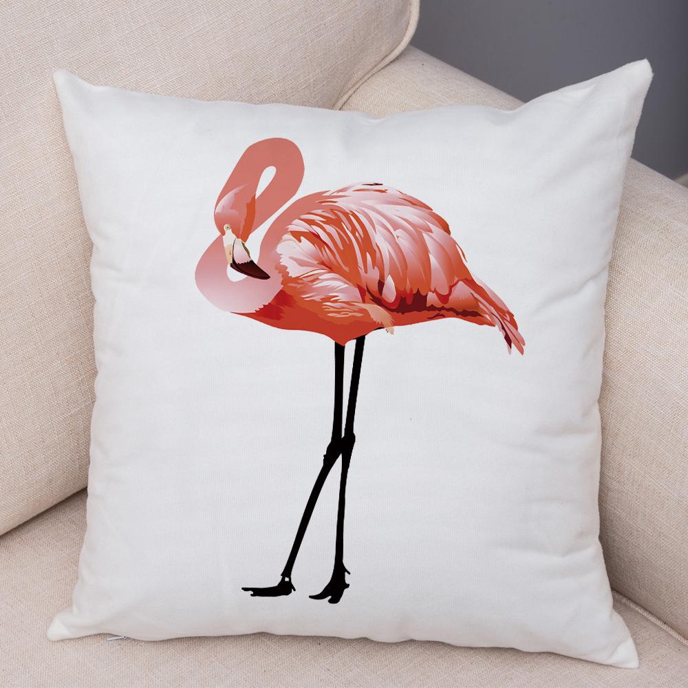 Watercolor Flamingo Cushion Cover Hand Painted Style Single Bird Design Soft Square Pillow Home Living Decor Accessory xcm