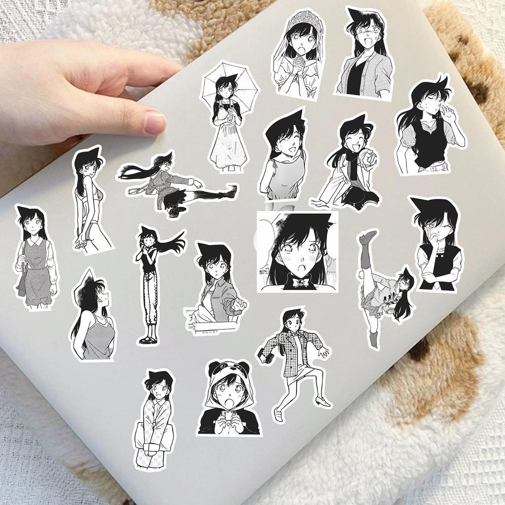 Ran Mouri Black & White Manga Sticker - Detective Conan Anime Decoration for Tablet, Planner, or Album
