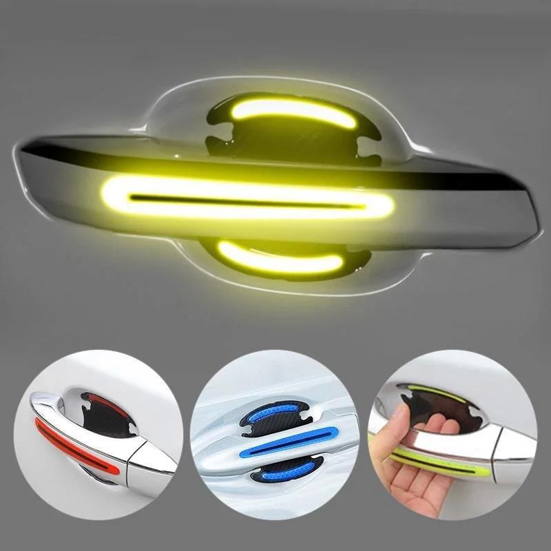 Car Door Handle Bowl Scratch Protective Stickers Carbon Fiber Protector Cars Sticker Car Handle Anti-collision Protection Strip