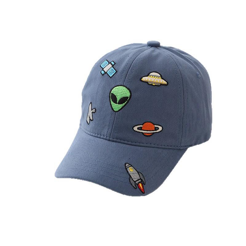 Children's Alien Embroidery Duckbill Cap - Spring/Autumn Korean Cartoon Style Hat for Boys and Girls
