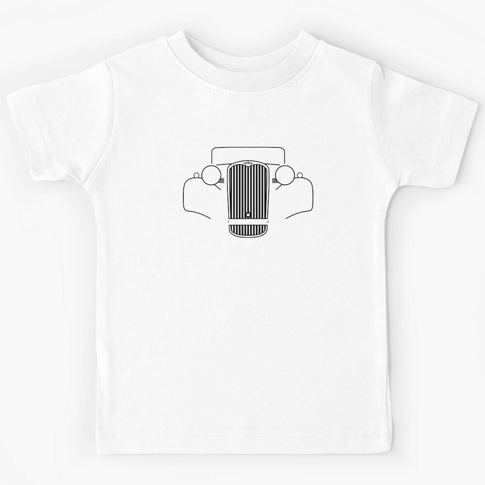 Singer Nine Roadster 1940s British classic car black outline graphic Kids T-Shirt 160