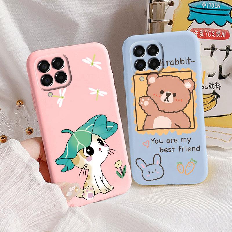 For Samsung Galaxy M33 M53 5G Case Cute Fashion Heart Flowers Soft Silicone Bumper Cover For Samsung M13 M15 M55 M35 Fundas TPU