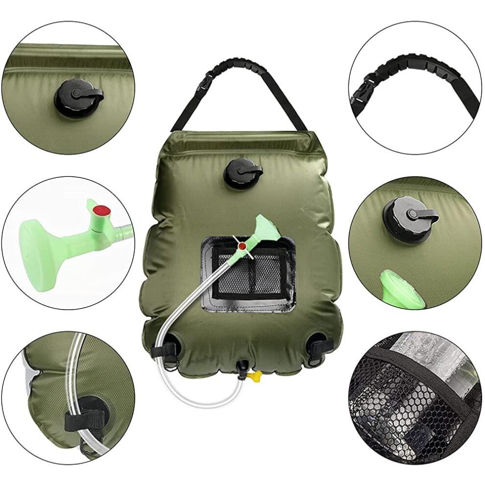Solar Shower Bag, 20L Solar Shower Portable Camping Solar Shower, 45 ¡ã C Outdoor Shower Bag with Switchable Solar Heated Shower Head