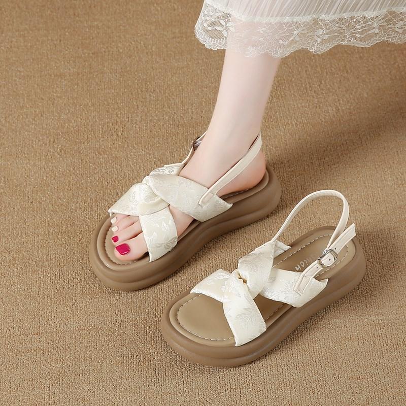 Platform Sandals Women's 2025 New Summer Outer Wear National Style Slippers with Skirts Muffin Heightening Cool Slippers Are Not Tired