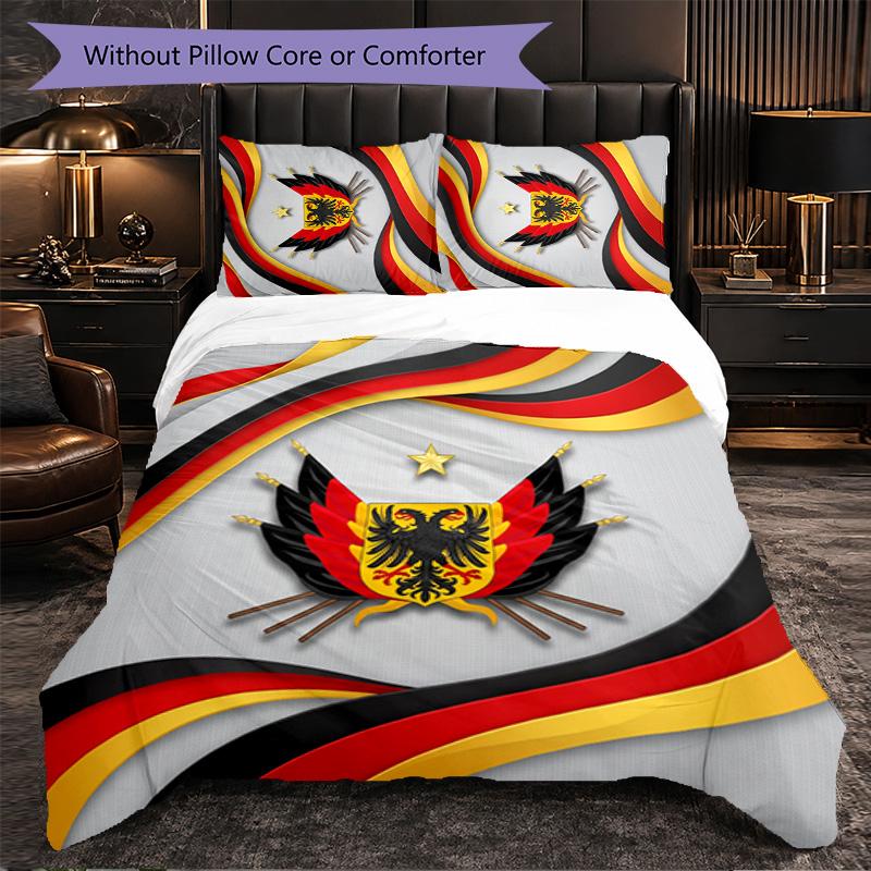 Belgium Football Pattern 3 Pieces Bedding Set Soft Microfiber Duvet Cover with Pillow Cases for Bedroom