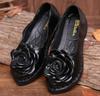 Vintage Handmade Women Flats Casual Shoes Genuine Leather Soft Shoes For Mother Fashion Loafers Slip On
