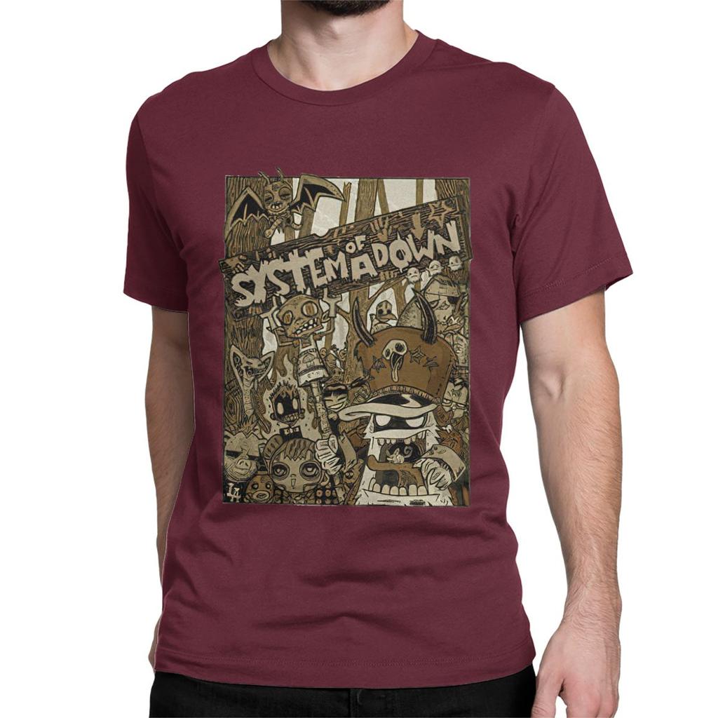 Men Women T-Shirts System Of A Down Music Vintage Cotton Tee Shirt Short Sleeve Heavy Metal T Shirt Crewneck Clothing Gift Idea Unisex