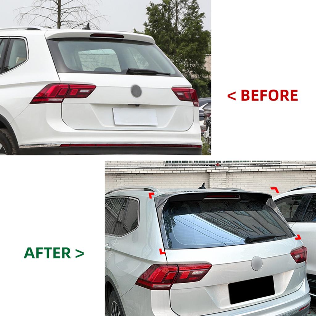Per Volkswagen VW Tiguan MK2 2017 2018 2019-2023 Rline Spoiler a Vela per Tetto del Bagagliaio Posteriore+Copertura Deflettore Laterale del Lunotto Posteriore Kit Bordo