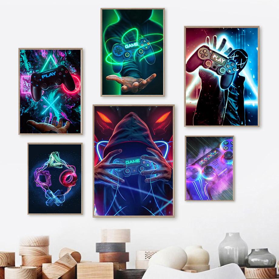 Colorful Video Game Gamer Wall Art Canvas Painting Nordic Posters And Prints Fashion Pictures For Teen Boy Bedroom Decor