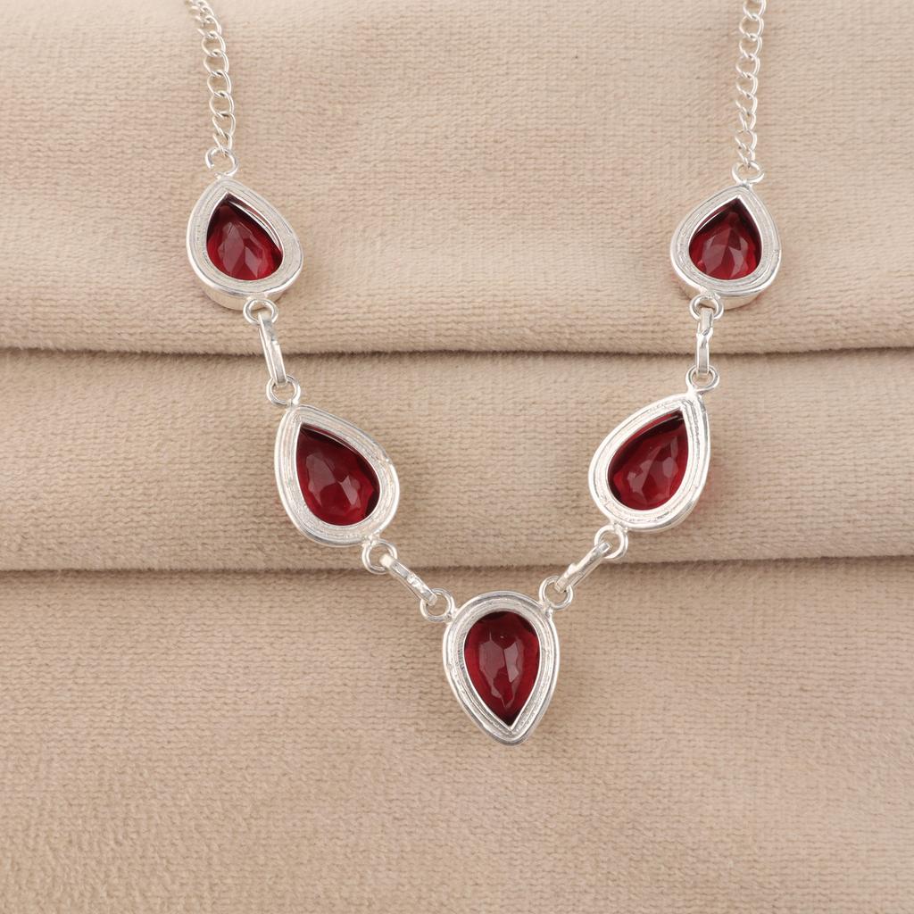 Rosa Rubellit Edelstein Silber Halskette 925 Sterling Silber Handgefertigter Silberschmuck Für Frauen RN-1-9