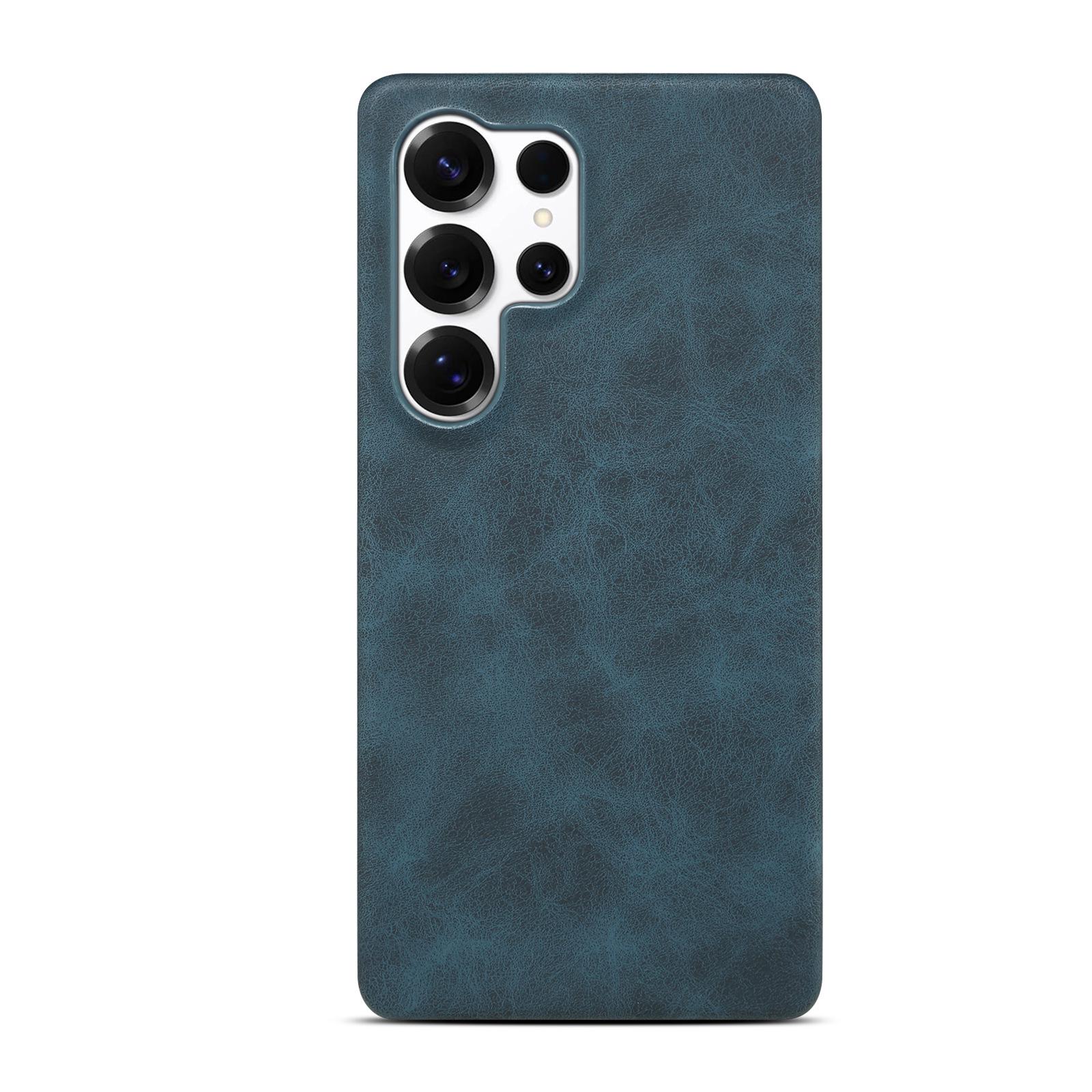 Samsung S25 Ultra Retro Leather Phone Case with Invisible Magnetic Buckle and Drop-Proof Hard Shell Samsung S25 Plus синий