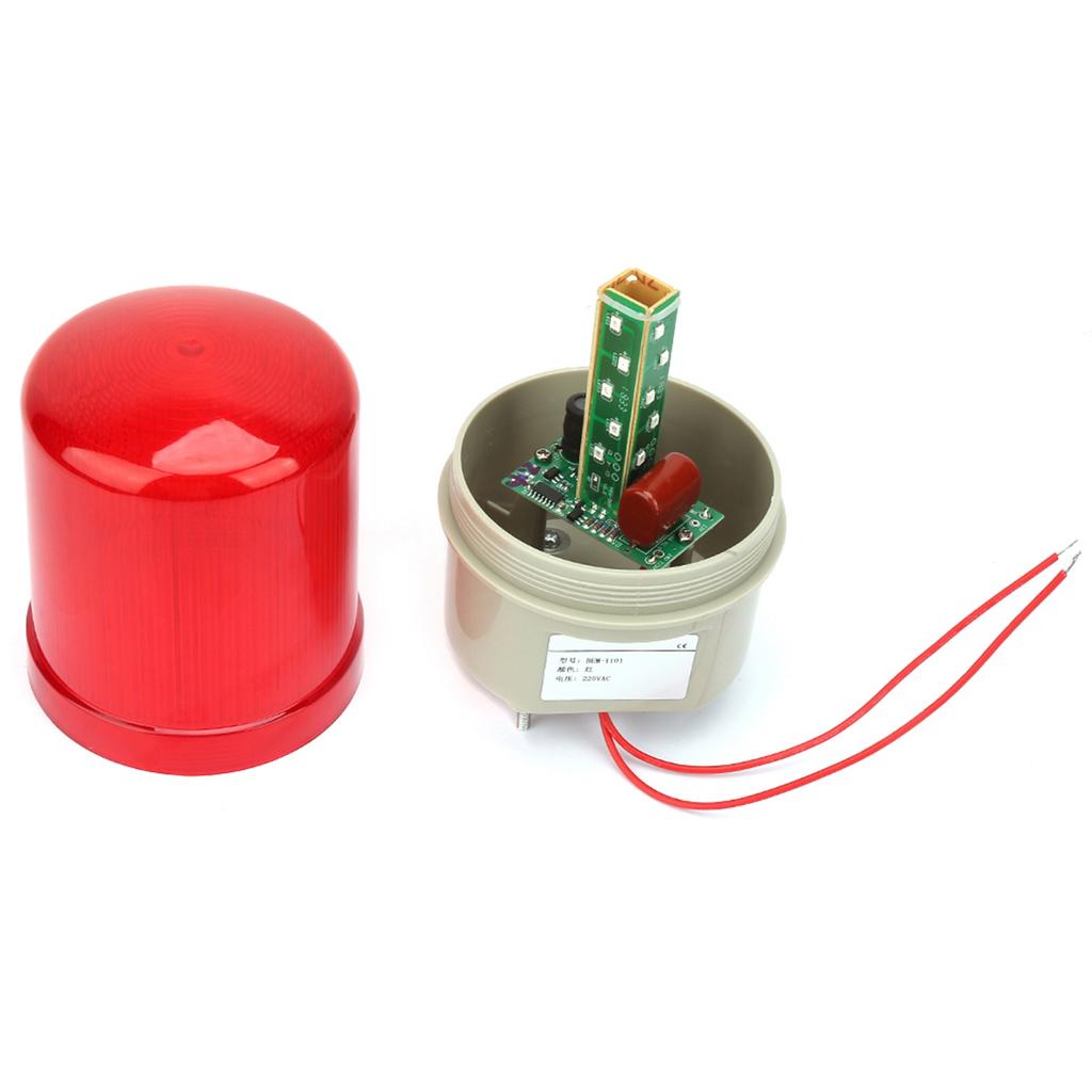 220VAC Roterende Blinkende Signallys Rødt LED Varsellys 97mm Diameter