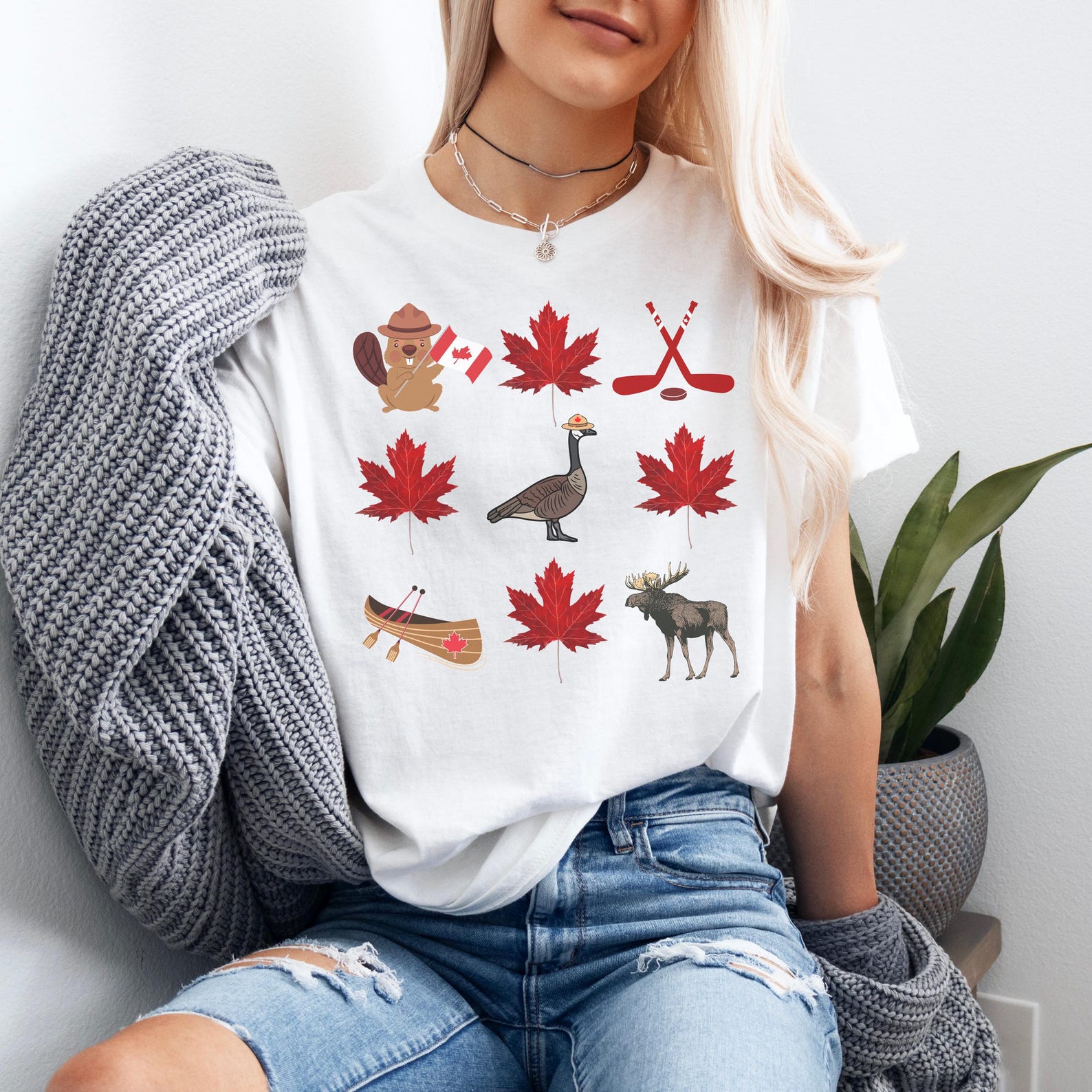 Canada Day T-Shirt | Canadian Icons Tee | Canadian Pride Shirt | Maple Leaf Moose Beaver Graphic | Canada Gift | Patriotic Canada Tee S