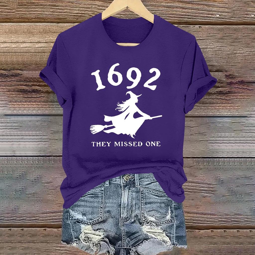 Women's Casual Printed Round Neck Short Sleeve T-Shirt Pullover Top