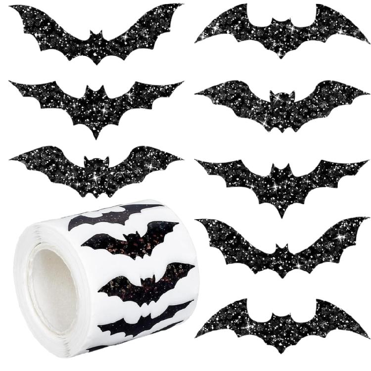 500Pieces Halloween Bats Sticker Glittering Seal Sticker Adhesive Seal Label for Scrapbooking Packaging Home Decoration