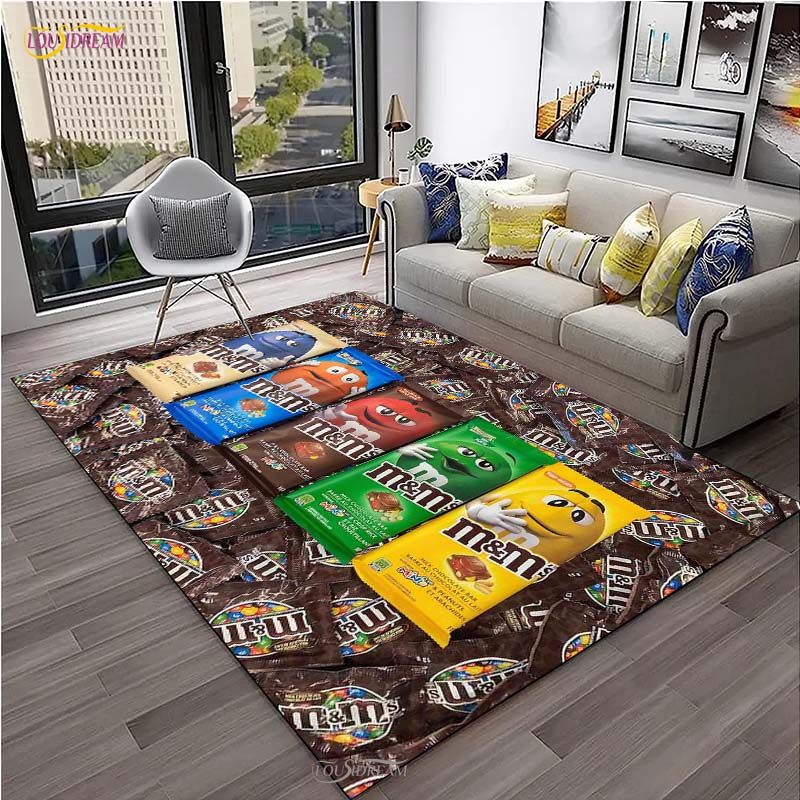 M&M Sweet Cartoon Kawaii Cute Carpet for Living Room Bedroom decor Yoga Area Rug Kitchen Unslip Floor Mat Alfombra Birthday gift