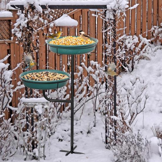 Bird Feeder And Bath Bird Feeder with Four-Prong Stake Outdoor Bird