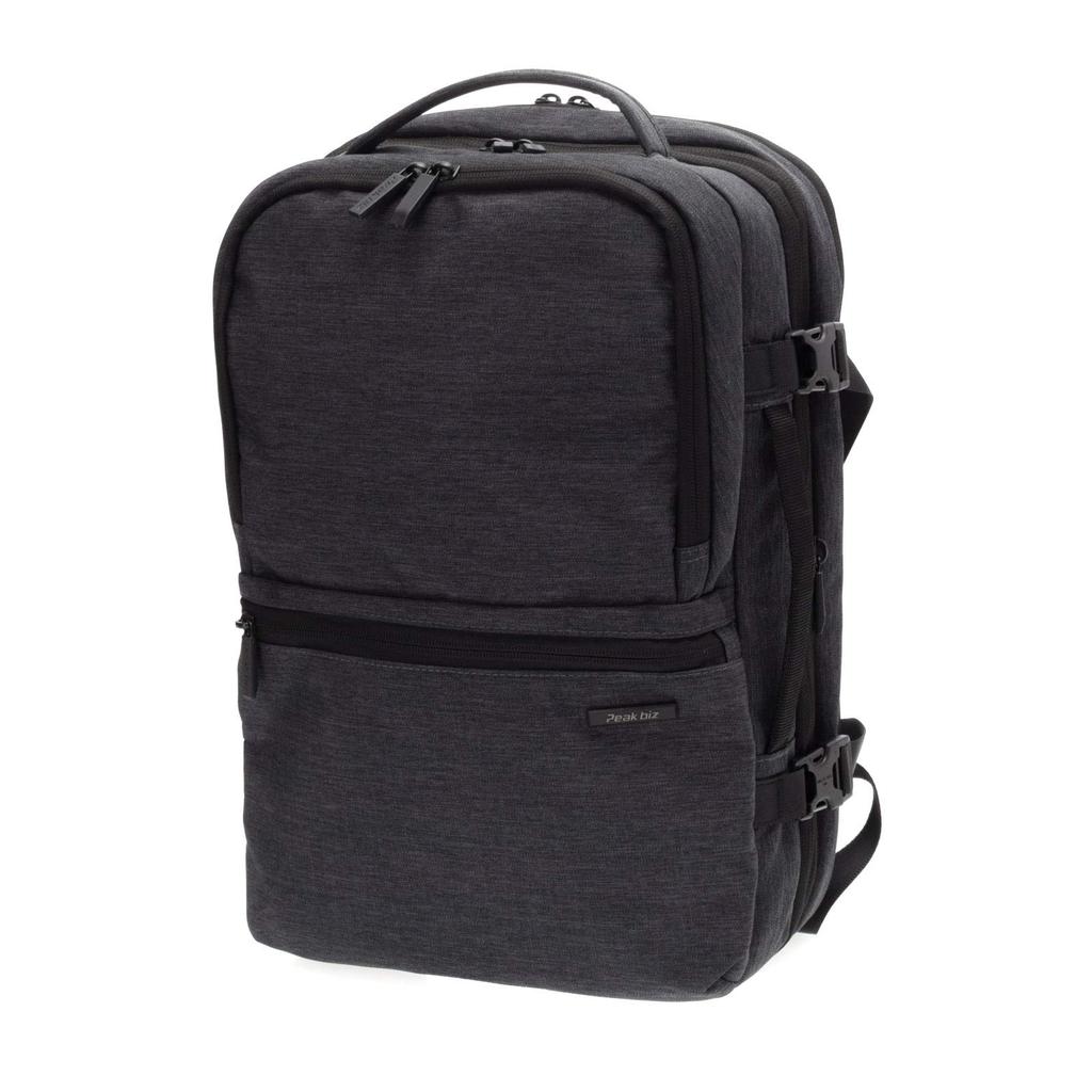 Peakbiz Men's Business Backpack with Expandable Function, Fits 15-inch and 13.3-inch Laptops, Lightweight, Large Capacity, A4 Size, 12 Pockets, Slim