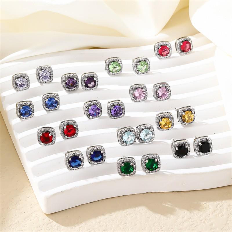 Boucles d'oreilles élégantes en zircon: Carré Diamant Incrusté pour Femme, Mode Coréenne Polyvalente