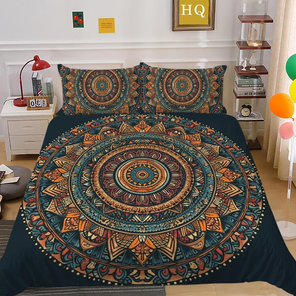 Set cuvertură pilote cu imprimeu Datura Bărbat Femeie Husă de pat Costum Queen Size Poliester Moale Textile pentru Casă