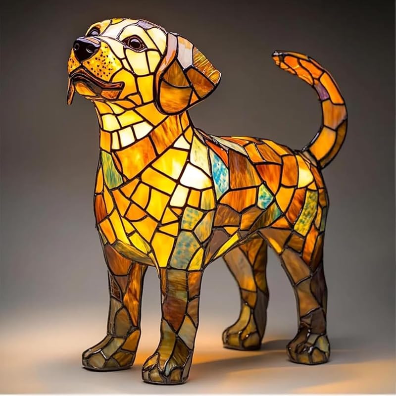 Cat Lamp, Resin Cat Lamp Stained Glass, Retro Cats Tabletop Night Light, Animal Table Lamps Series, Small 3D Cute Pet LED Table Lamps, Gift for Cats