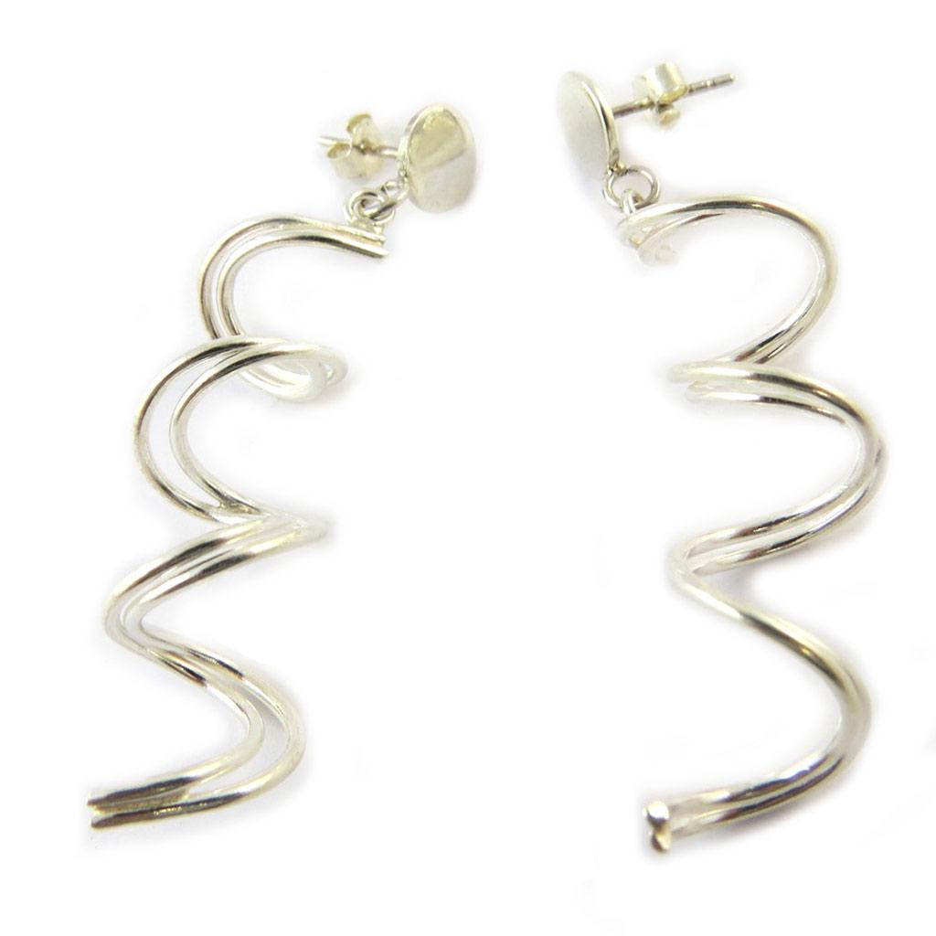 Les Trésors De Lily [F0316] - Silver 'Tortillas Latinas' Earrings - 55x12 Mm