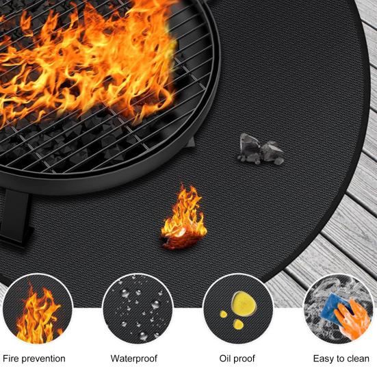 Yousheng Fireproof Pit Mat for Stove BBQ Heat Mat Round Square 3-Layer Fireproof Tabletop Mats for Outdoor BBQ Air Fryer Grill Mats