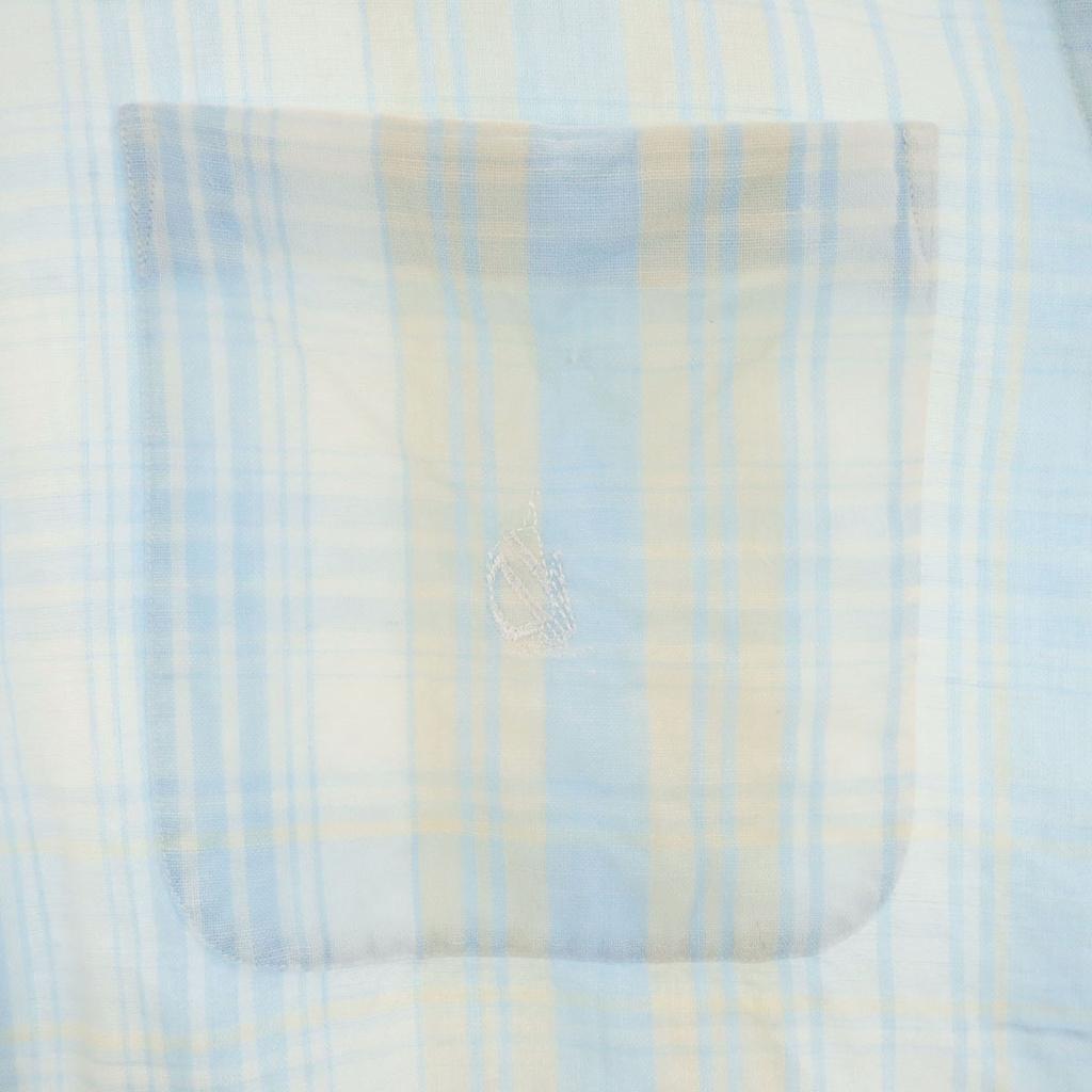 Nautica Cămașă cu mânecă scurtă cu nasturi pentru bărbați, amestec de in, model carouri vechi, anii '90, folosită