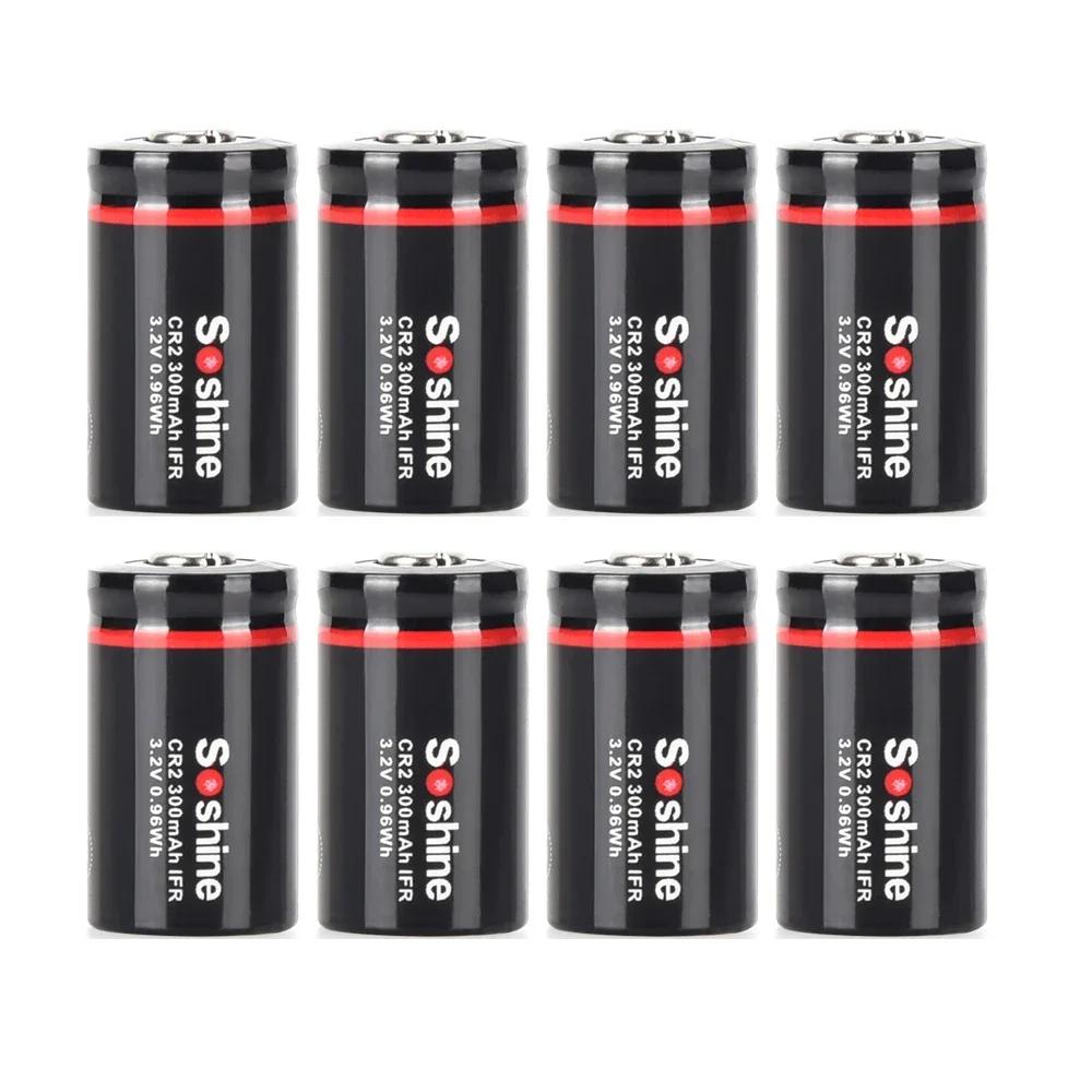 Soshine CR2 Rechargeable Battery and Charger 3.2V 300mAh LiFePo4 Battery for Rangefinders Telescopes Electric Toys Smoke Alarms