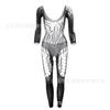 Underwear Stockings Lace Perspective Jacquard Net Socks Neck Lace Long-sleeved One-piece Stockings