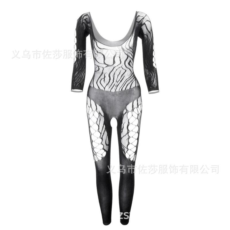 Underwear Stockings Lace Perspective Jacquard Net Socks Neck Lace Long-sleeved One-piece Stockings
